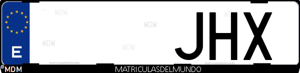 Imágen de matrícula de coche con letras JHX de España