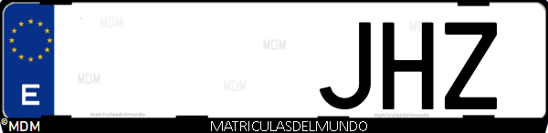 Imágen de matrícula de coche con letras JHZ de España