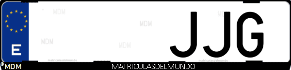 Imágen de matrícula de coche con letras JJG de España