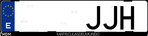 Imágen de matrícula de coche con letras JJH de España
