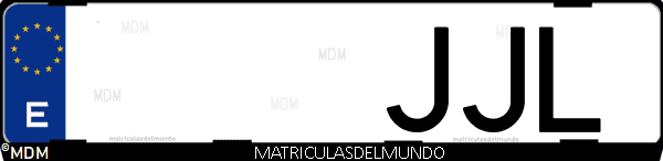 Imágen de matrícula de coche con letras JJL de España