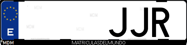 Imágen de matrícula de coche con letras JJR de España