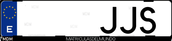 Imágen de matrícula de coche con letras JJS de España