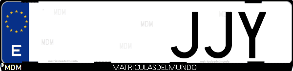 Imágen de matrícula de coche con letras JJY de España