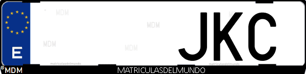 Imágen de matrícula de coche con letras JKC de España