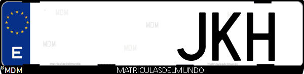 Imágen de matrícula de coche con letras JKH de España