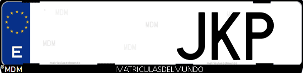 Imágen de matrícula de coche con letras JKP de España