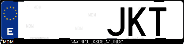 Imágen de matrícula de coche con letras JKT de España