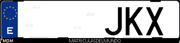 Imágen de matrícula de coche con letras JKX de España