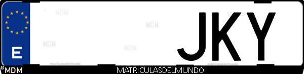 Imágen de matrícula de coche con letras JKY de España