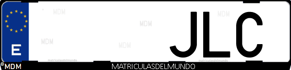 Imágen de matrícula de coche con letras JLC de España