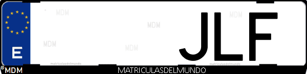 Imágen de matrícula de coche con letras JLF de España