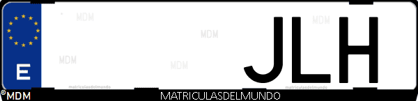 Imágen de matrícula de coche con letras JLH de España