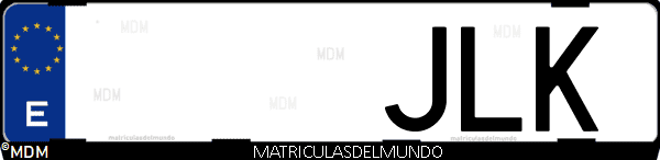 Imágen de matrícula de coche con letras JLK de España