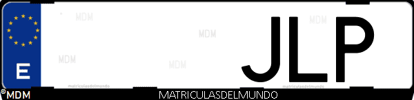 Imágen de matrícula de coche con letras JLP de España