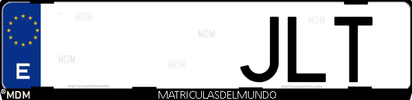 Imágen de matrícula de coche con letras JLT de España