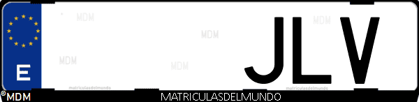 Imágen de matrícula de coche con letras JLV de España