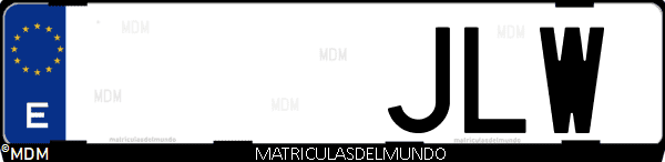 Imágen de matrícula de coche con letras JLW de España
