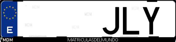 Imágen de matrícula de coche con letras JLY de España