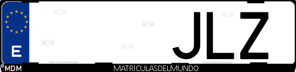 Imágen de matrícula de coche con letras JLZ de España