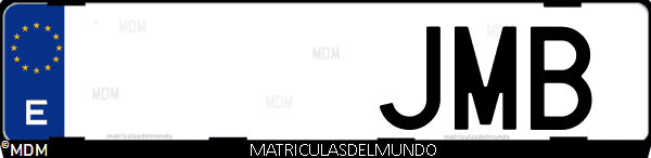 Imágen de matrícula de coche con letras JMB de España