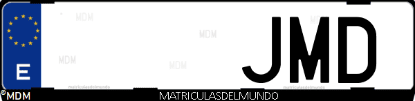 Imágen de matrícula de coche con letras JMD de España