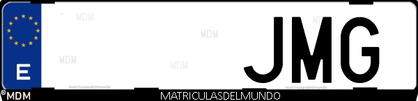Imágen de matrícula de coche con letras JMG de España