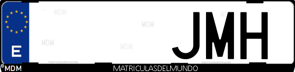 Imágen de matrícula de coche con letras JMH de España