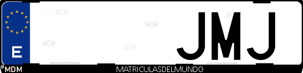 Imágen de matrícula de coche con letras JMJ de España