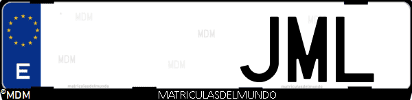 Imágen de matrícula de coche con letras JML de España