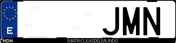 Imágen de matrícula de coche con letras JMN de España