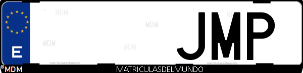Imágen de matrícula de coche con letras JMP de España