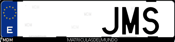 Imágen de matrícula de coche con letras JMS de España