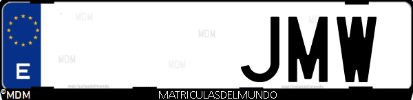 Imágen de matrícula de coche con letras JMW de España