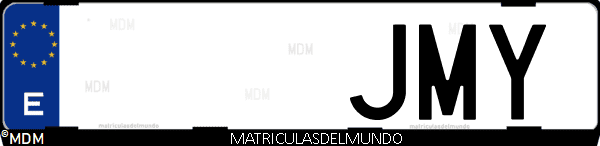 Imágen de matrícula de coche con letras JMY de España