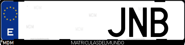 Imágen de matrícula de coche con letras JNB de España
