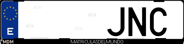 Imágen de matrícula de coche con letras JNC de España