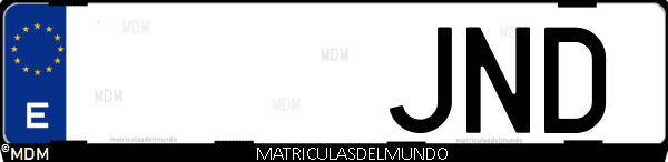 Imágen de matrícula de coche con letras JND de España
