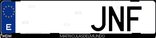 Imágen de matrícula de coche con letras JNF de España