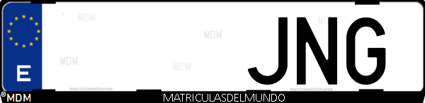 Imágen de matrícula de coche con letras JNG de España