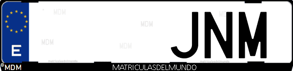 Imágen de matrícula de coche con letras JNM de España