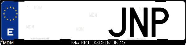 Imágen de matrícula de coche con letras JNP de España