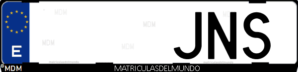 Imágen de matrícula de coche con letras JNS de España