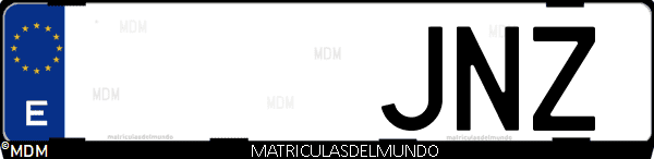 Imágen de matrícula de coche con letras JNZ de España