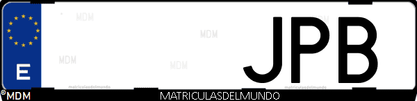 Imágen de matrícula de coche con letras JPB de España