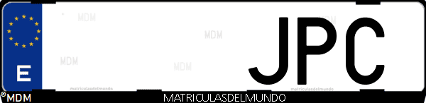 Imágen de matrícula de coche con letras JPC de España