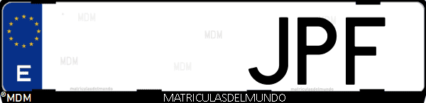 Imágen de matrícula de coche con letras JPF de España