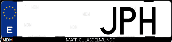 Imágen de matrícula de coche con letras JPH de España