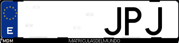 Imágen de matrícula de coche con letras JPJ de España