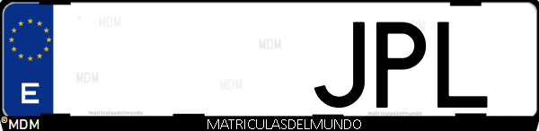 Imágen de matrícula de coche con letras JPL de España